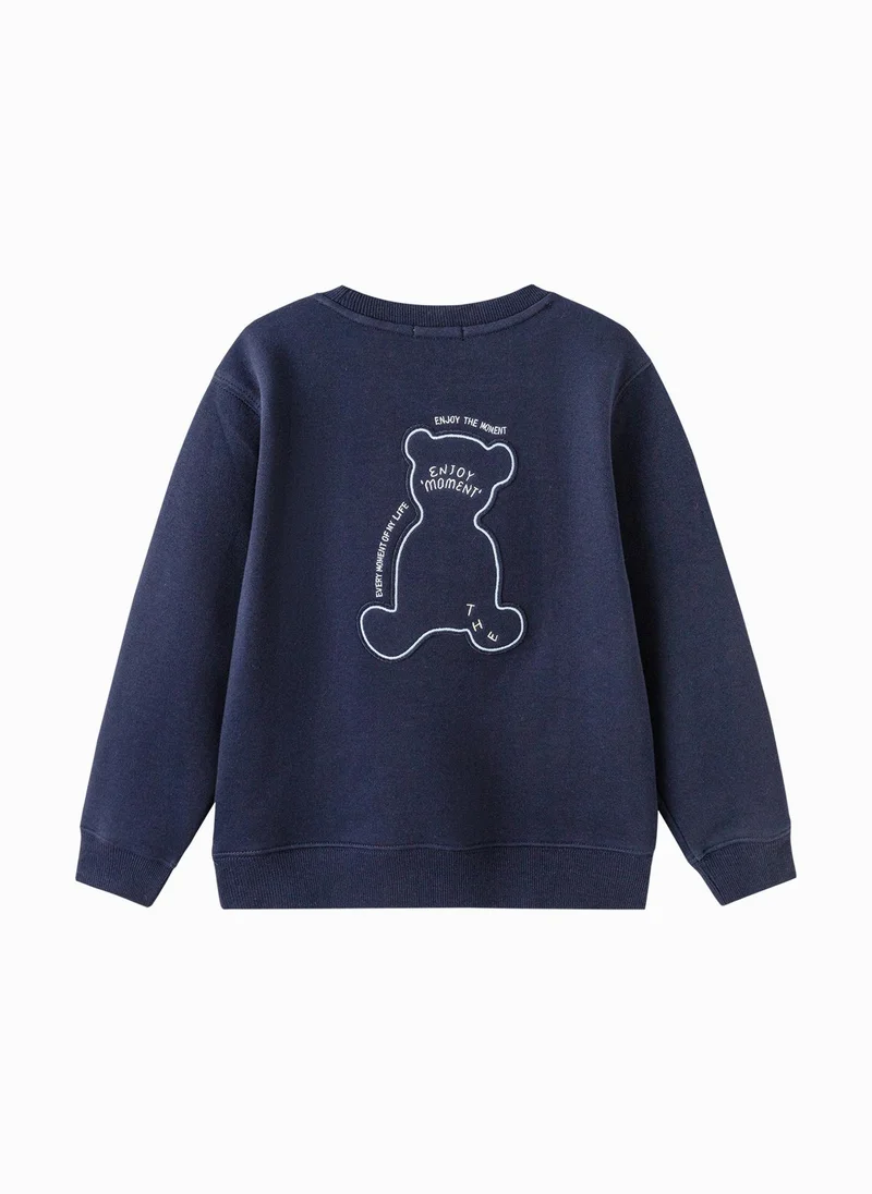Balabala Dark Blue Kids Boys Lapel Sweatshirt for Men | Best Price UAE